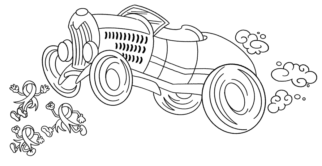 Driving Out Cancer classic car illustration