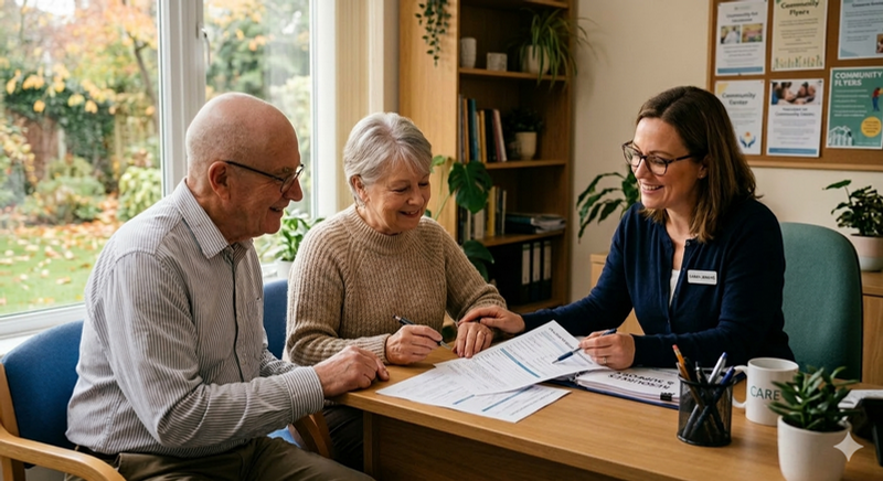 People reviewing paperwork together