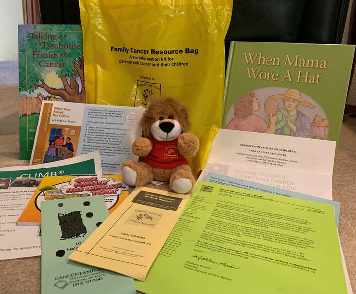 Resource bag with stuffed lion