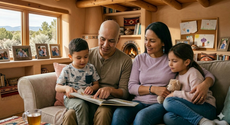 Family talking together at home