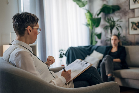Counselor meeting with patient