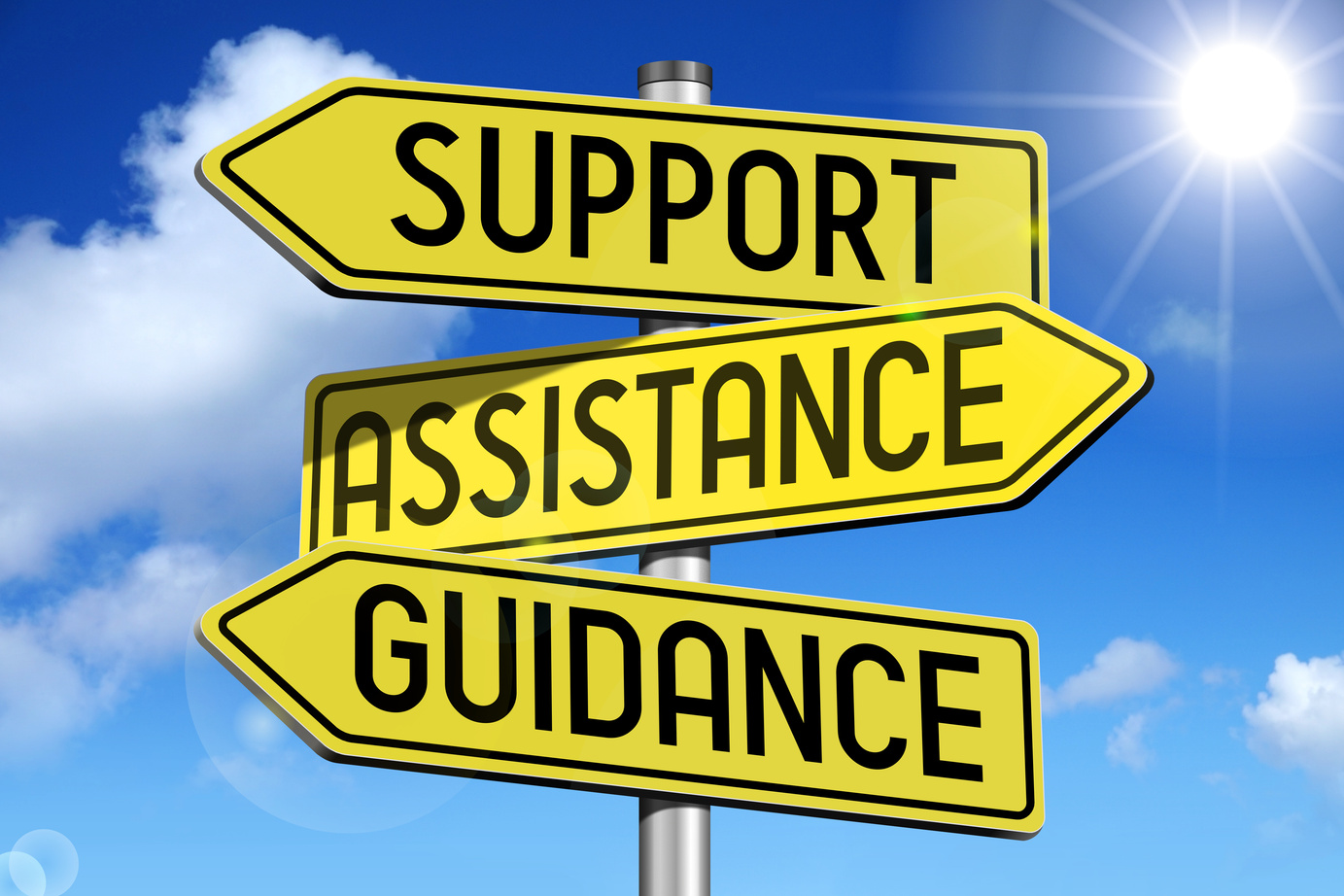 Support assistance guidance sign