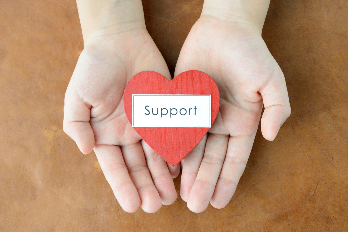 Support heart in hands
